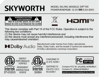 SKYWORTH 24-INCH PORTABLE 1080P SMART TV